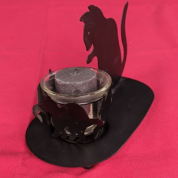 For Kitty Rescue! Vintage Metal Mama Kitty & Kittens Votive Candle Holder - Picture 8 of 16